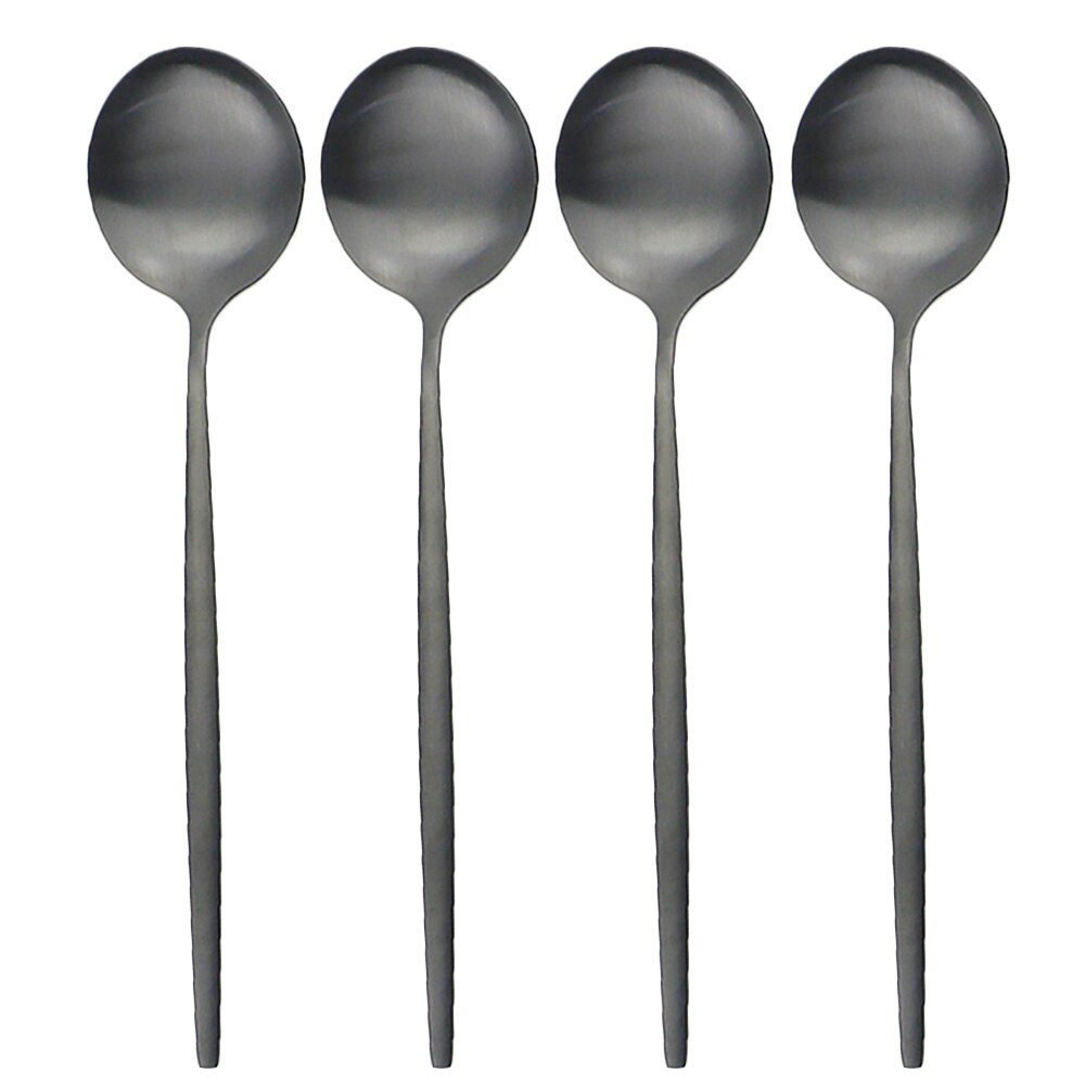 4 kpl/setti musta mattapintainen ruokalusikka aterimet 304 ruostumattomasta teräksestä valmistettua ruokailuvälinettä lusikka aterimet 7 väristä ruokailuvälinettä keittiön aterimet: 4 kpl musta