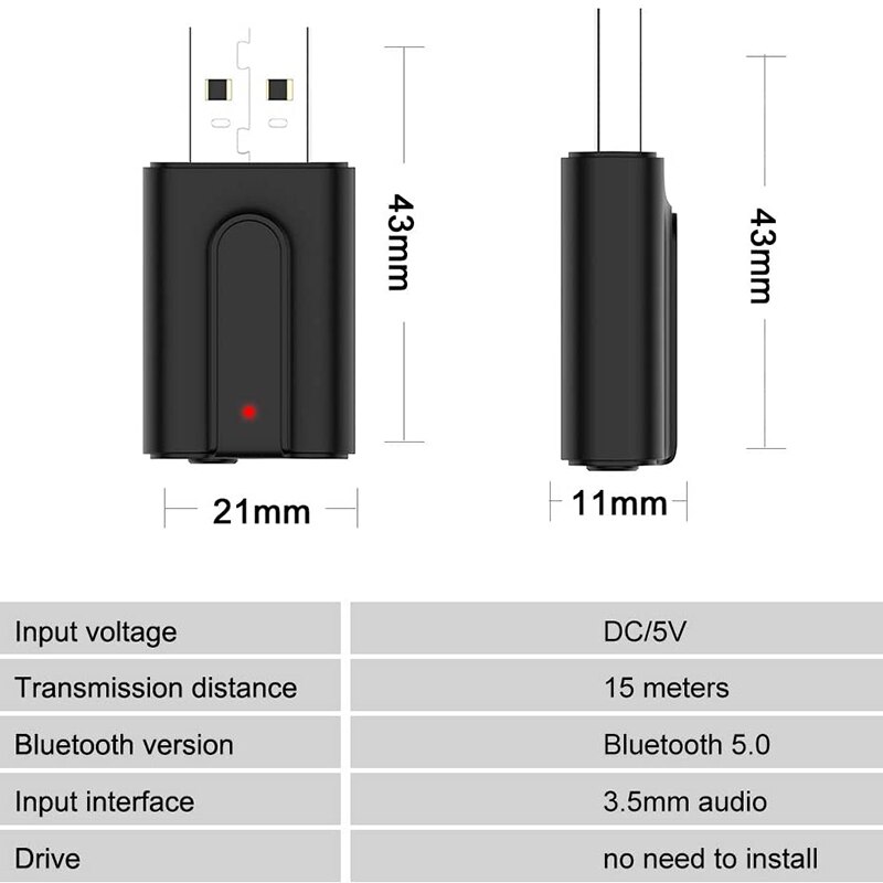 Ricevitore trasmettitore Bluetooth USB per PC/TV, Dongle Bluetooth 5.0, adattatore Audio Bluetooth 2 in 1 tappo & giocare a bassa latenza