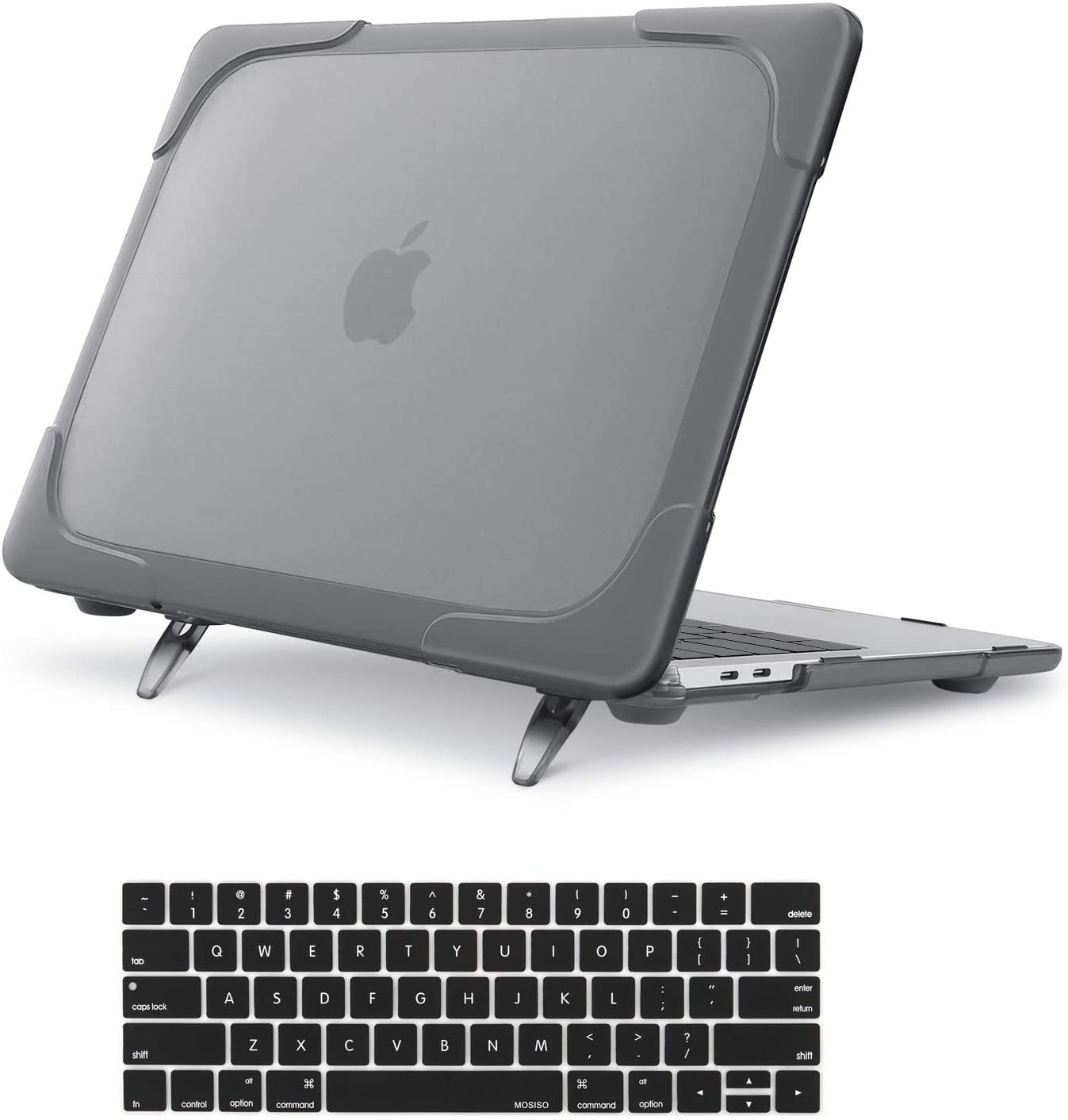 Mosiso Laptop Case Voor Macbook Pro 13 Inch A2159 A1989 A1706 A1708 Zware Plastic Hard Shell Cover Met Vouw kickstand: Gray