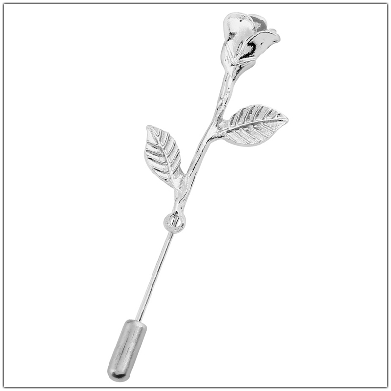 Broches simples de hojas de Ginkgo para mujer, accesorios, decoración de traje, broche de planta, insignia para hombre, alfileres largos de solapa, de amistad de: Bañado en rodio de imitación