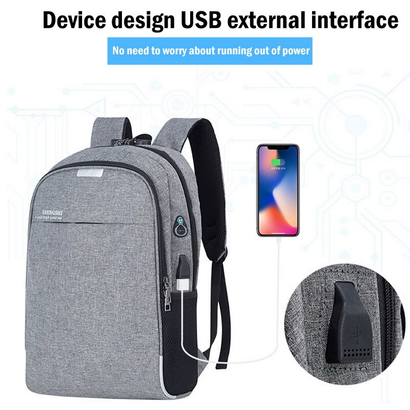 SHUJIN Laptop Backpack USB Charging 15.6 inch Theft Women Men School Bags For Teenage Girls College Travel Backpack Male