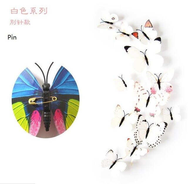 stijl 12 Pcs Dubbele laag 3D Vlinder Muur Sticker op de muur Home Decor Vlinders voor decoratie Magneet Koelkast stickers: 3