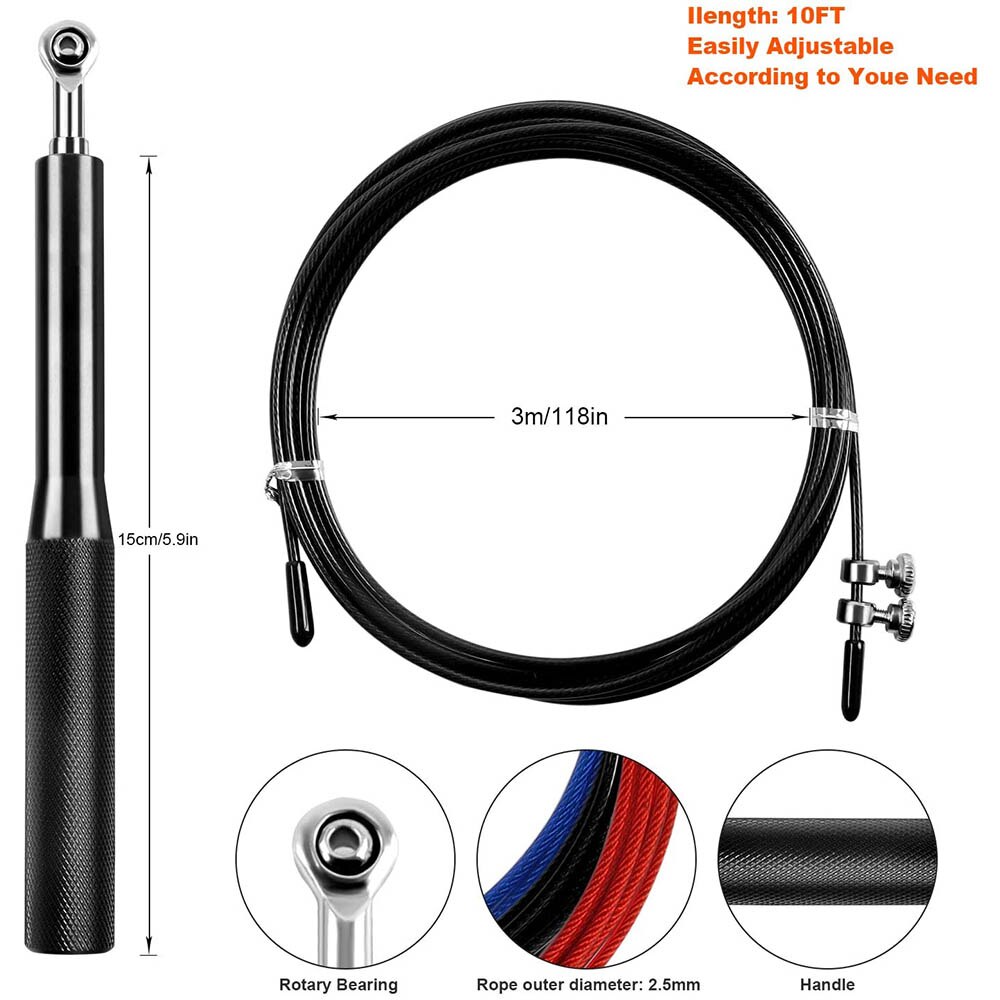 Fitness jump rope heavy steel wire speed jump rope boxing MMA training equipment gym sports jump rope for men and women