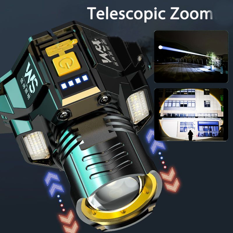 Sensorkoplamp LED-hoofdzaklamp COB Oplaadbare koplamp Hoofdlamp Ingebouwde batterij Vissen Campinglantaarn