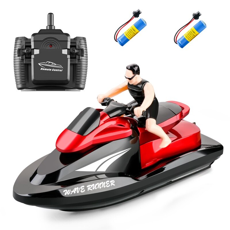 RC Speed Boat 2.4GHz Remote Control Motor Boat Speedboat Rivers And Lakes Water Toys For Pools Lakes Boys: red with 2BA