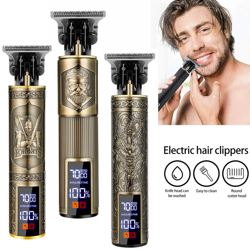 Cortadora de pelo eléctrica T9, cortadora de pelo Vintage, Máquina para cortar cabello de peluquero, para hombres, afeitadoras de barba, máquina de afeitar