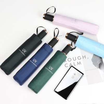 1ps Anti-Uv ins frauen stil Automatische Regenschirm 3-fach Sonnig regenschirm Beschichtung Regen Schicht Winddicht Tragbare Regenschirme 50%