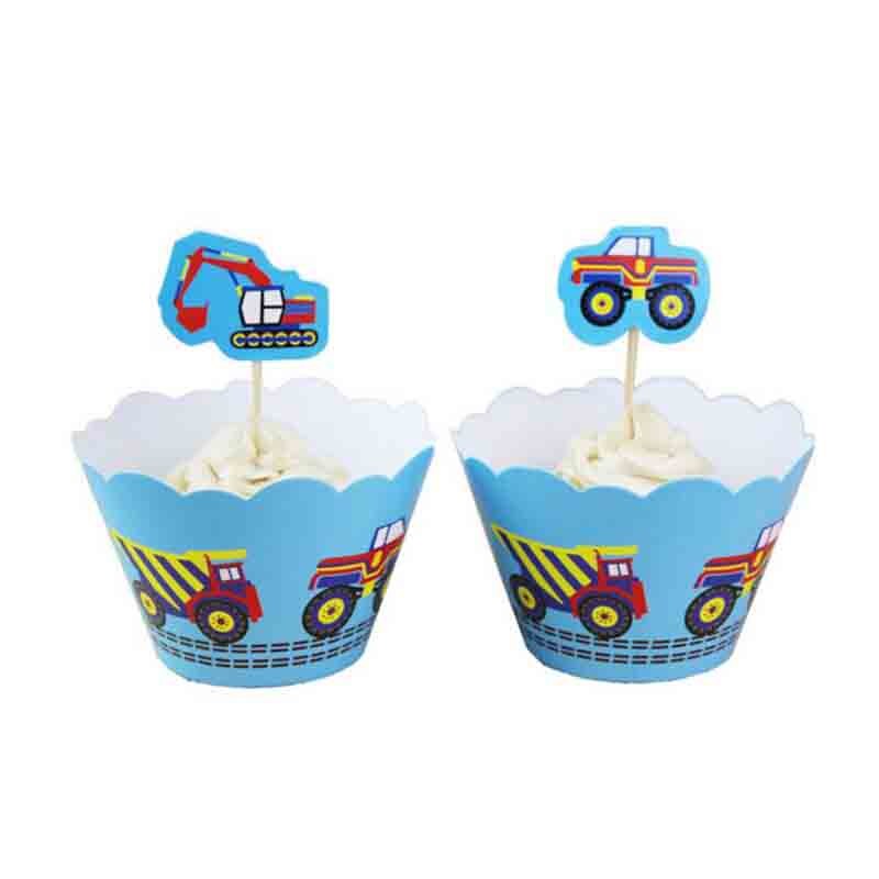 1set Birthday Banner Construction Vehicle Birthday Garland Excavator Concrete Mixer Truck Banner Party Decor Baby Shower: 24pc