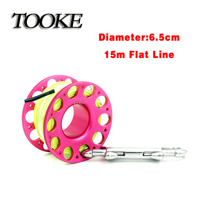 Scuba aluminium dykkerspole fingerhjul flad line snapbolt krog 15m 30m til snorkel hule dyk undervandsfiskeri