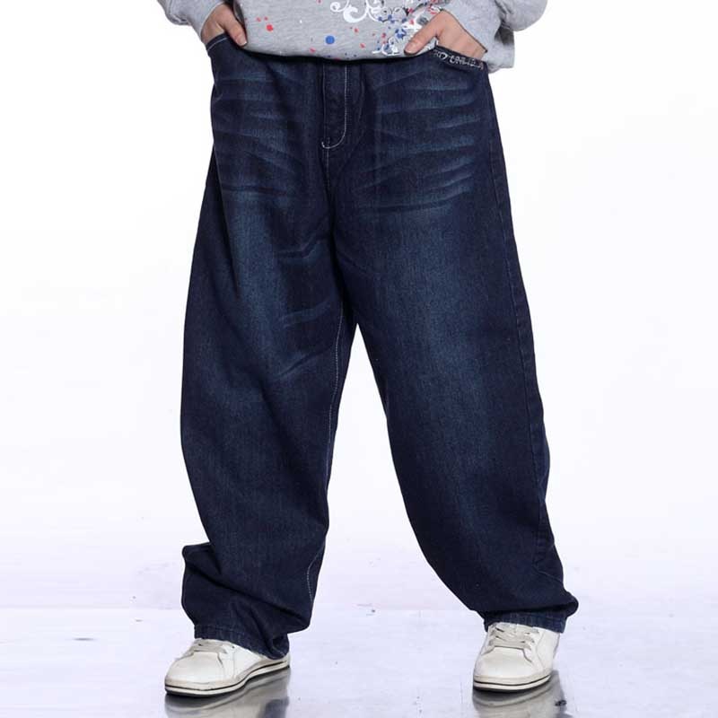 Hip Hop Jeans Men Casual Loose Baggy Harem Jeans Straight Denim Pants Wide Leg Blue Trousers Man Clothes Plus Size Pants