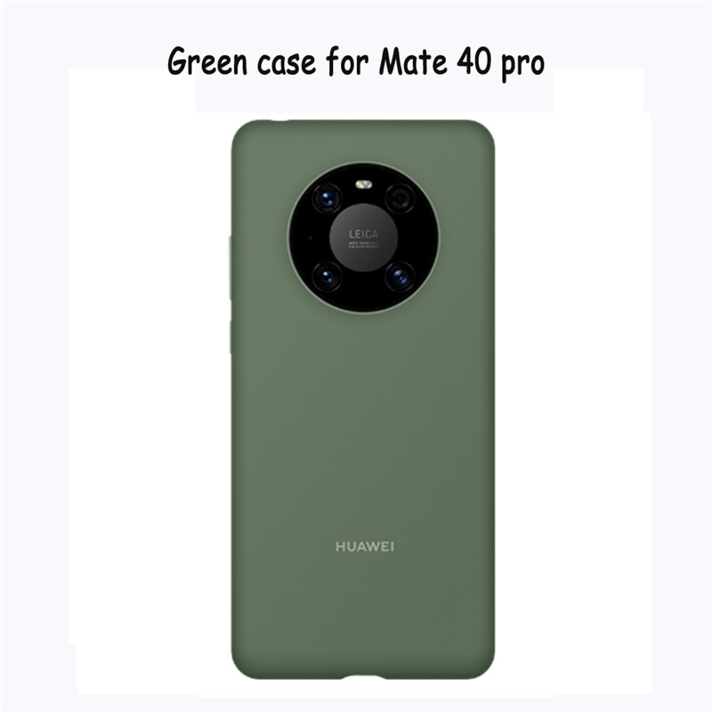 Oficial original huawei companheiro 40/companheiro 40 pro silicone caso capa traseira macia com fibra dentro capa escudo para mate40/mate40 pro: Mate40pro Case Green