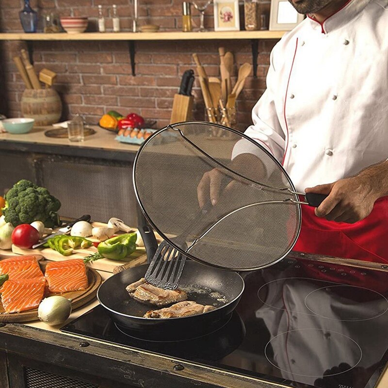 13 Inch Grease Splatter Sn for Frying Pan, Protects Skin From Burns, Splatter Guard for Cooking, Keeps Kitchen Clean