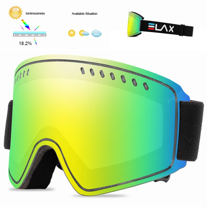 Elax merke dobbeltlag anti-tåke skibriller snø snowboard briller snøscooter utendørs briller sport ski googles: El13