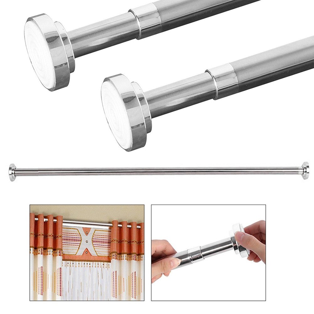 Bathroom Hanging Tension Shower Extendable Stainless Steel Adjustable Pole Curtain Rod Decoration Rust Resistant Rail Corrosion