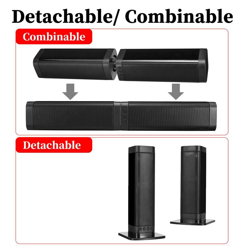 Hjemmekino 20w bluetooth høyttaler tv soundbar bærbar kolonne lyd super bass 4d stereo subwoofer musikksenter system bom eske