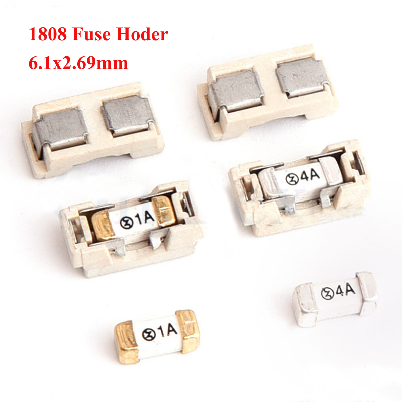 100pcs 1808 SMD Fuse Holder Socket Box Base Transposon 6.1x2.69mm Plastic Shell High Temperature Resistance