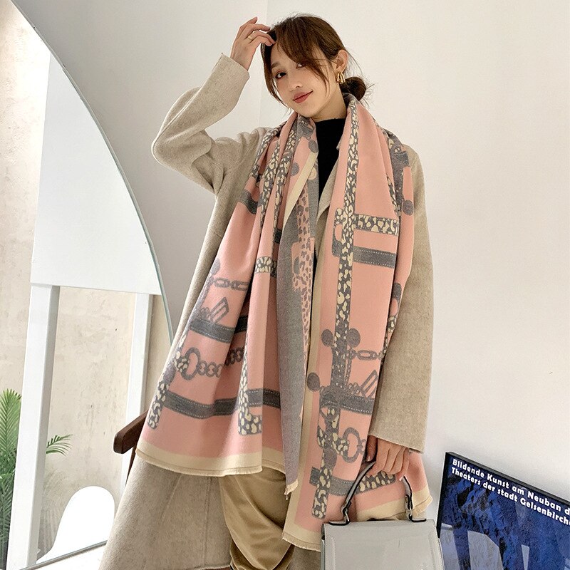 Écharpe de luxe noire à carreaux en cachemire pour femme, épaisse, chaude, enveloppe, Pashmina, pour l&#39;hiver: W 05
