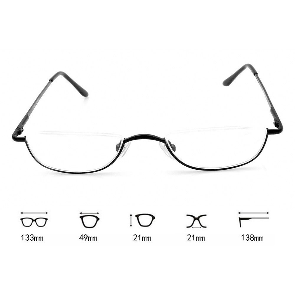 + 1.00 ~ + 4.0 Unisex Leesbril Veerscharnier Metalen Half Moon Leesbril Ultra Lichte Hars Brillen Half frame Glazen
