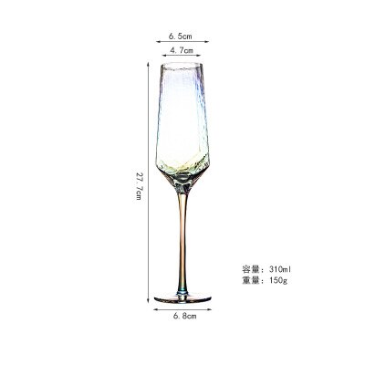 Farverigkreativt glas vinglas hjemmehamret bæger rødvinsglas diamant champagne glas vinglas: 310ml