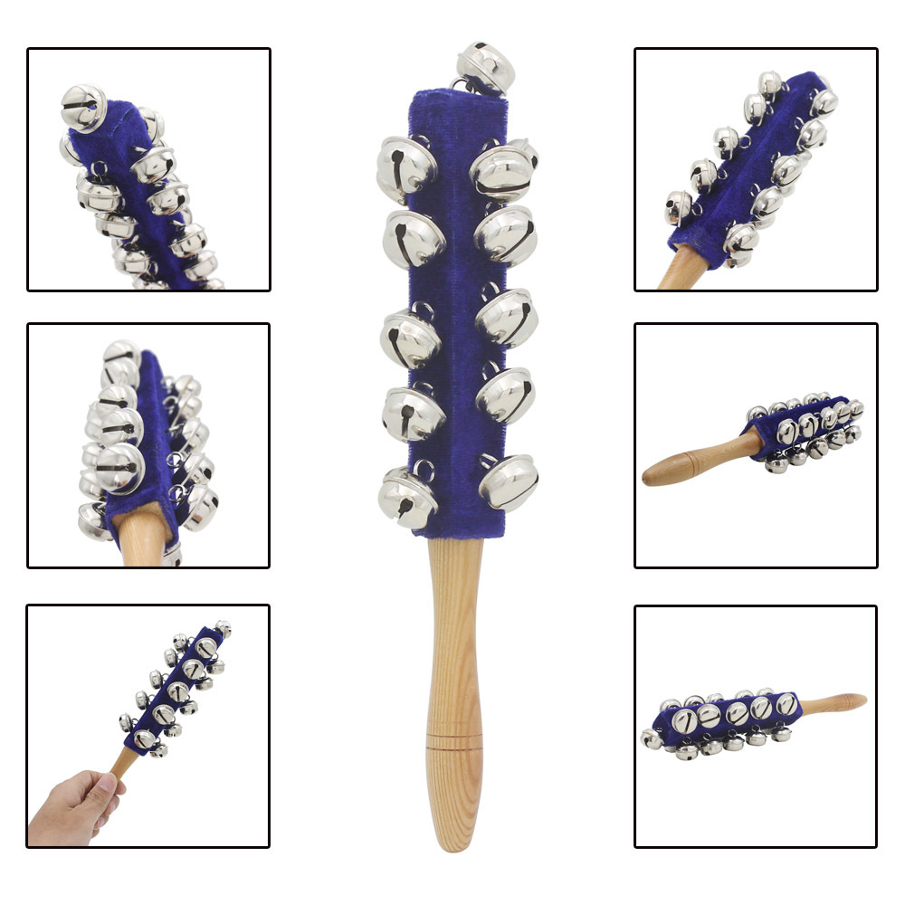 Hochet arc-en-ciel, clochette à main, cloche en bois colorée, instruments orff, hochets pour bébé, 10 percussions, corde de cloches