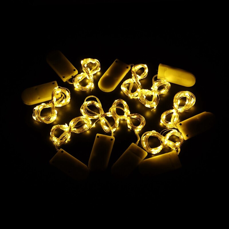 Mini lampe féerique à 20 Led de 7 pieds (environ 2M), alimentée par batterie, boîte de couleur de gâteau, fleur, étoile, fil d&#39;argent