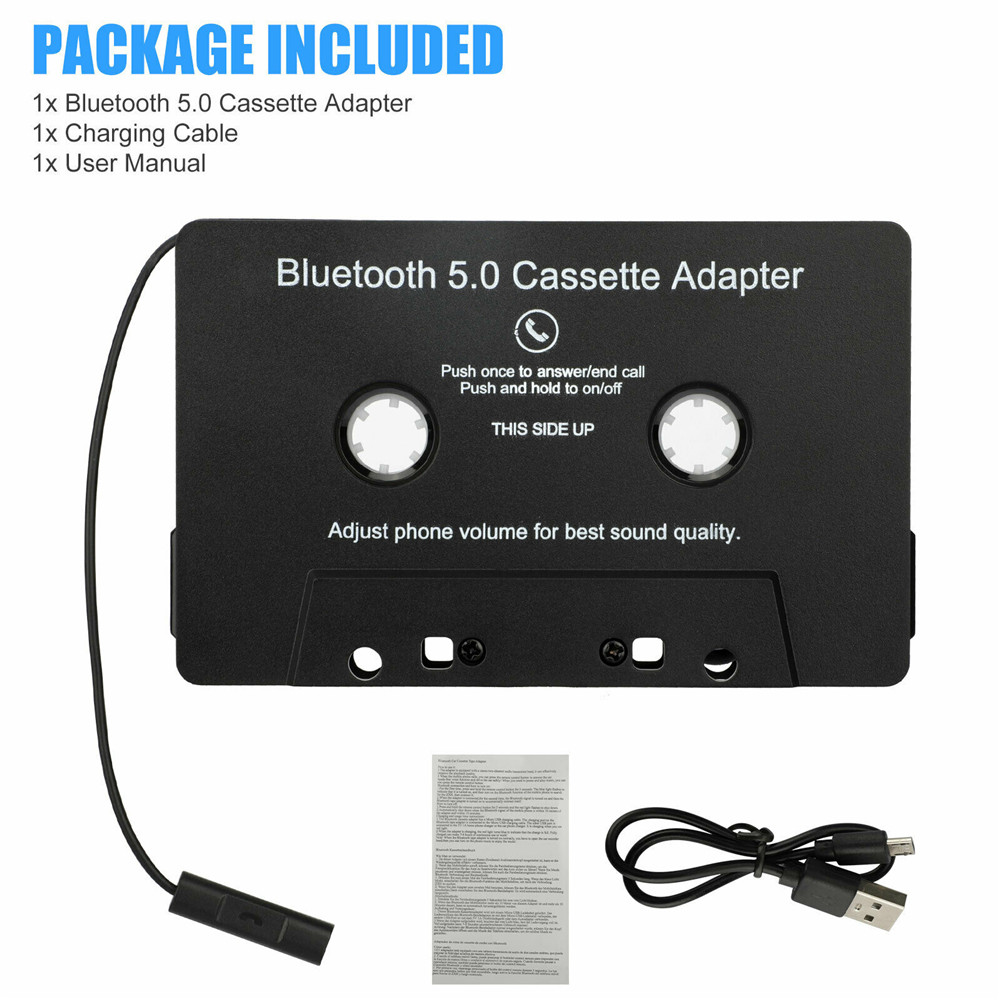 Auto Bluetooth Cassette Adapter Bluetooth 5.0 Car Audio Stereo Cassette Adapter Aux Auto Cassette Speler