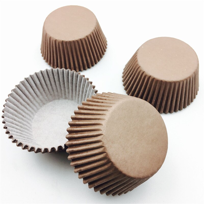 100 stks Bruin Pure Kleur Papier Taart Cupcake Liner Bakken Muffin Box Cup Case Party Tray Cakevorm Cake Decorating gereedschap