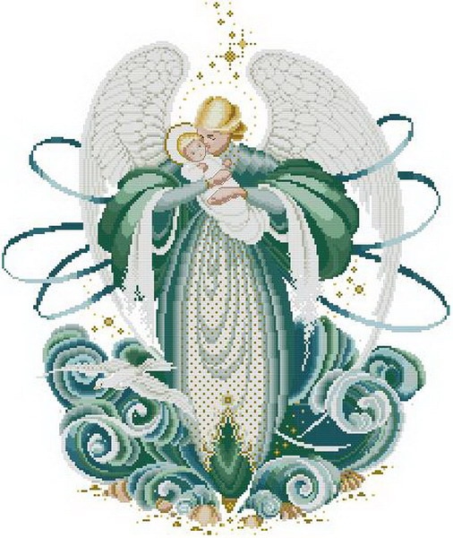 Top mooie mooie telpatroon angel van de zee, angel moeder en zoon, fairy moeder kind