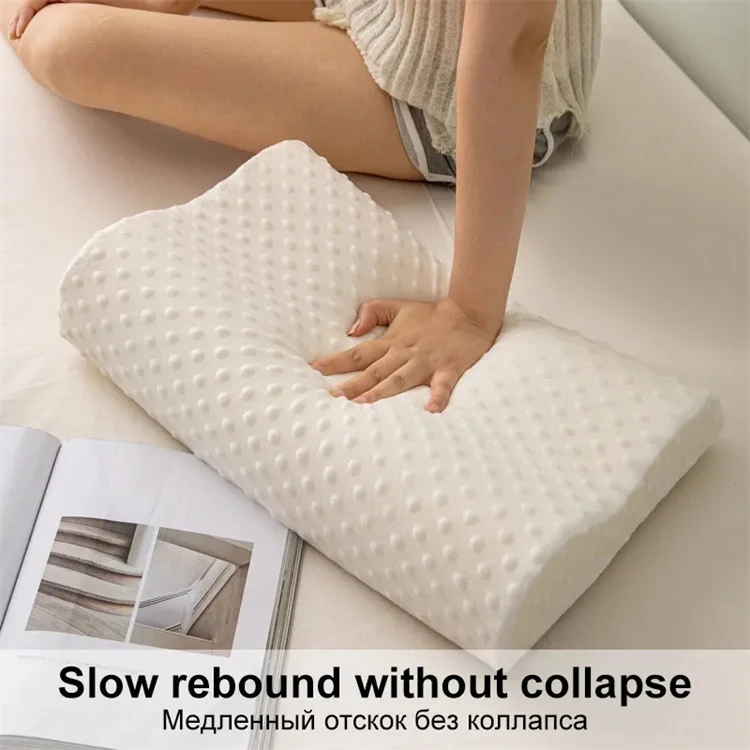 Almohada larga de espuma viscoelástica, almohada de cama, protección del cuello, almohada de maternidad en forma de rebote lento para dormir, almohadas ortopédicas