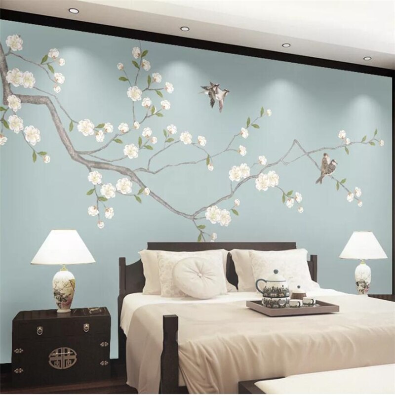 Beibehang Custom wallpaper 3d muurschilderingen Chinese handgeschilderde bloemen en vogels TV achtergrond muur decoratief schilderen behang