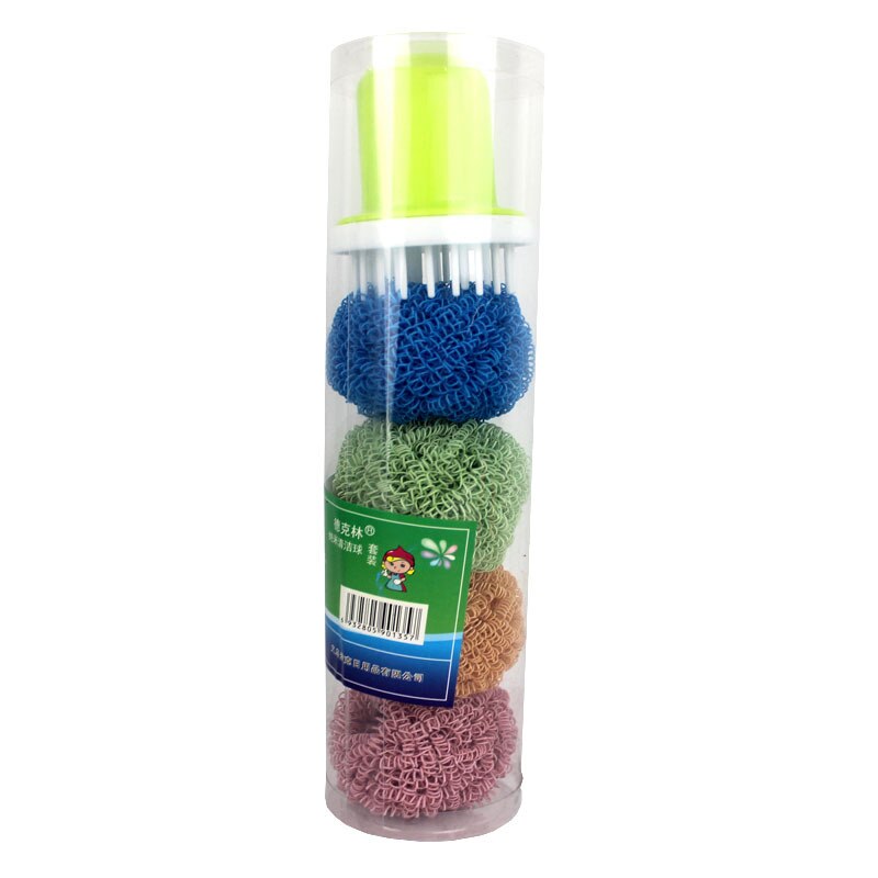 Kitchen non-stick brush nano-planting clean ball fiber steel ball with handle: Red