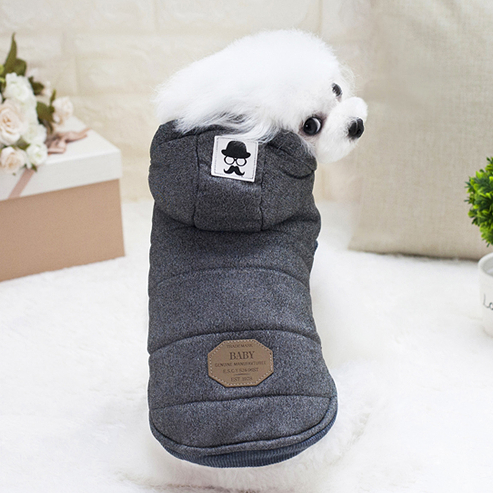 Winter Warm Fleece Dog Clothes for Small Dogs Puppy Jacket Padded Pet Dog Coat Chihuahua Hoodie Shih Tzu Outfit Yorkies Customes: Gray / S