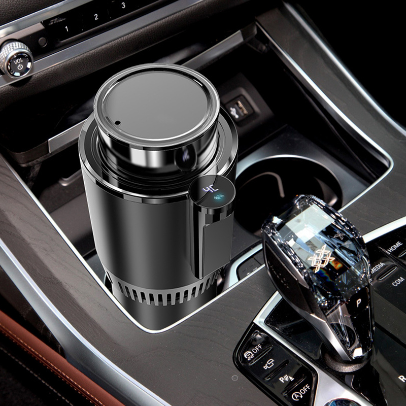 Dc 12 v mais quente refrigerador de carro inteligente copo de aquecimento do carro copo de refrigeração 2-em-1 carro escritório copo caneca titular refrigerar bebidas viagem latas: Black