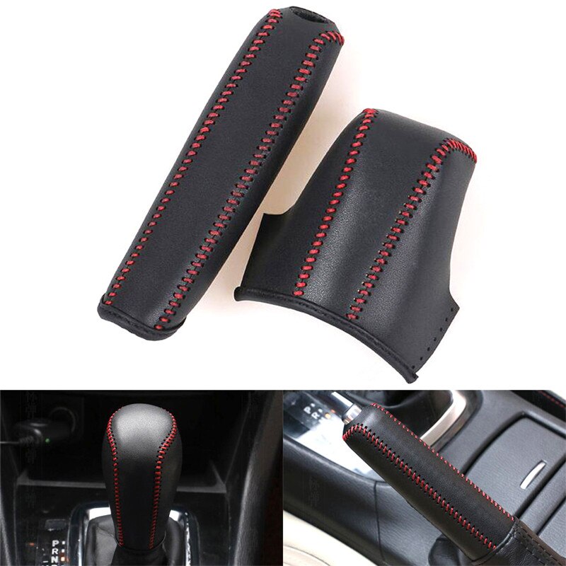Car Interior Leather Gear Shift Knob Cover Handbrake Sleeve Collars For Mazda 3 Axela Atenza CX-5 CX-4 CX-3 Car-covers: D Type
