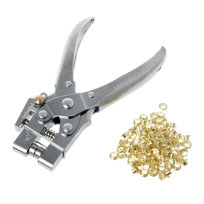 Practical Belt Rivet Hole Punch Plier With 100pcs Eyelet Hollow Press Grommets Craft Tool For Leather Strap