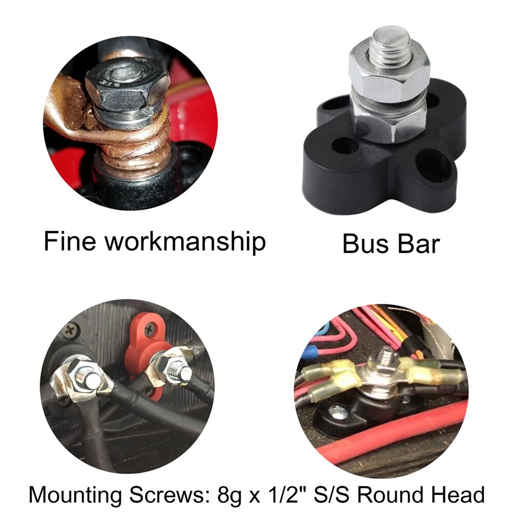 Single Heavy-Duty Terminal Studs with Connecting Bus Bar Power Terminal Blocks Link Negative Car General accessories