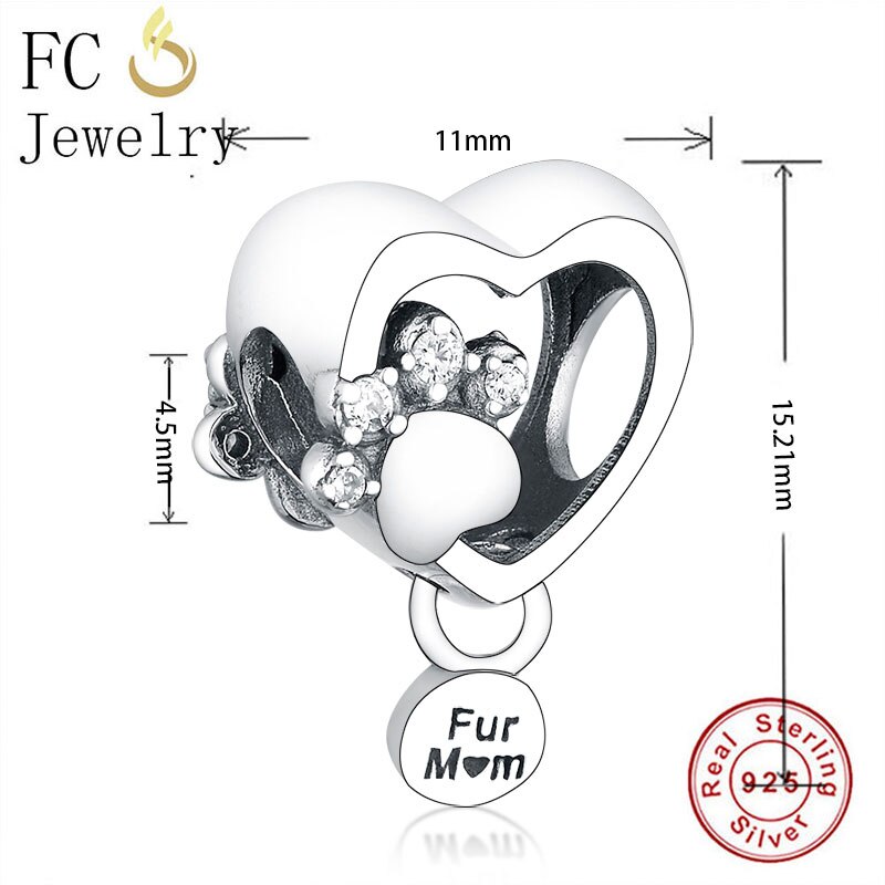 FC Monili Adatti Originale di Marca del Braccialetto di Fascino 925 di Pelliccia D'argento Mamma Del Cuore di Amore Del Cane Zampa Zircone Bead Per Fare Delle Donne berloque 2020