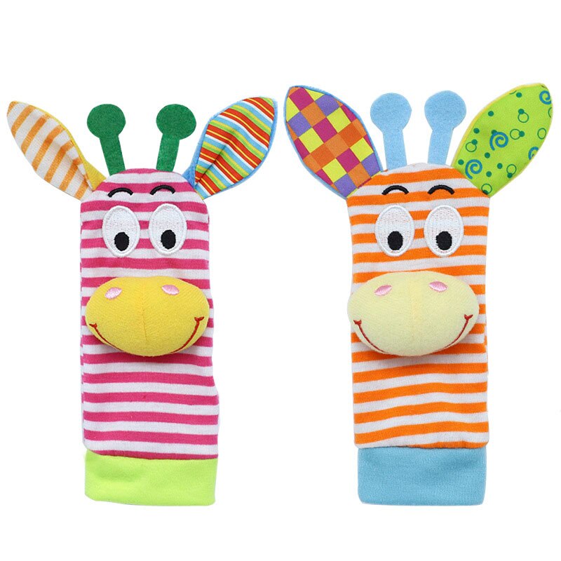 Baby Rammelaars Baby Speelgoed 0-12 Maanden Voor Pasgeborenen Baby Kids Kinderen Zachte Leeuw Uil Sokken Rammelaar Speelgoed Pols rammelaar Educatief Speelgoed: 2pcs giraffe socks