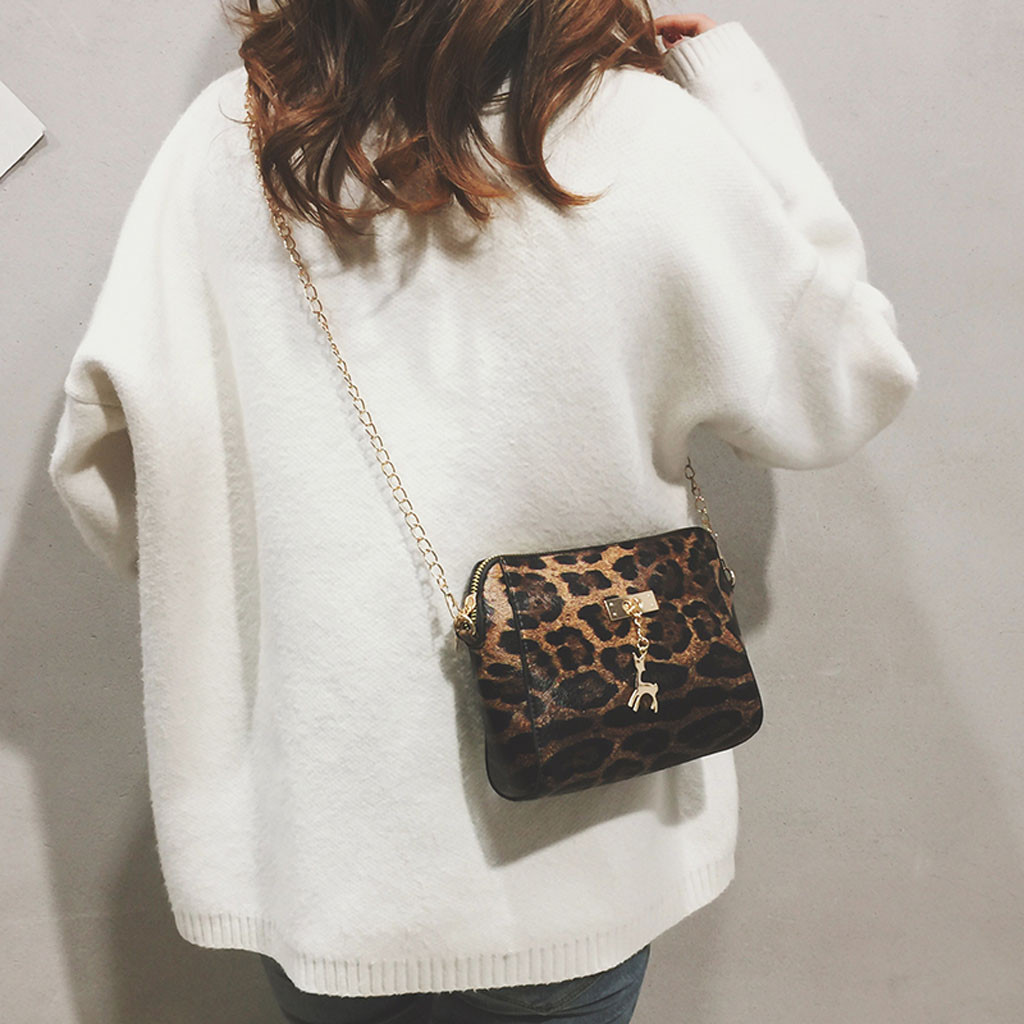 Kvinders leopardprint fawn vedhæng skal skuldertaske leopard taske tasker til kvinder messenger taske taschen kvinder #yy