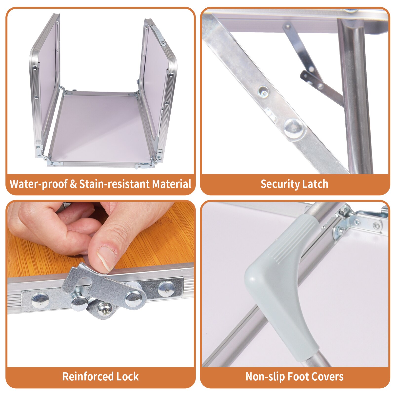 Folding Camping Table,Portable Picnic Table with Aluminum Legs,3 Fold Lightweight Sturdy Bed Table with Carry