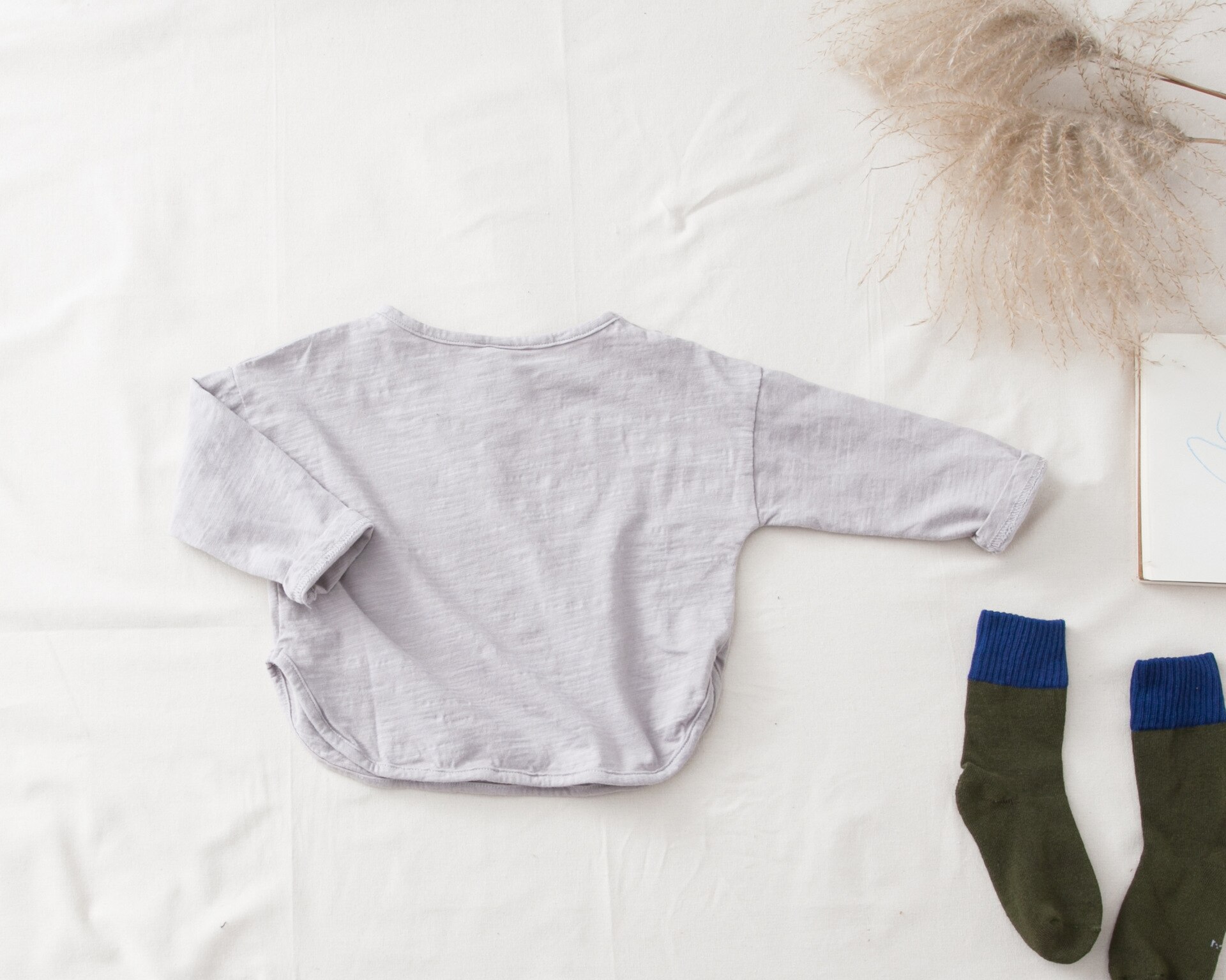 Børneskjorter efterår koreanske langærmede toppe til piger drengetøj småbørn babyskjorte børn t-shirts 2-6y: Grå / 3t