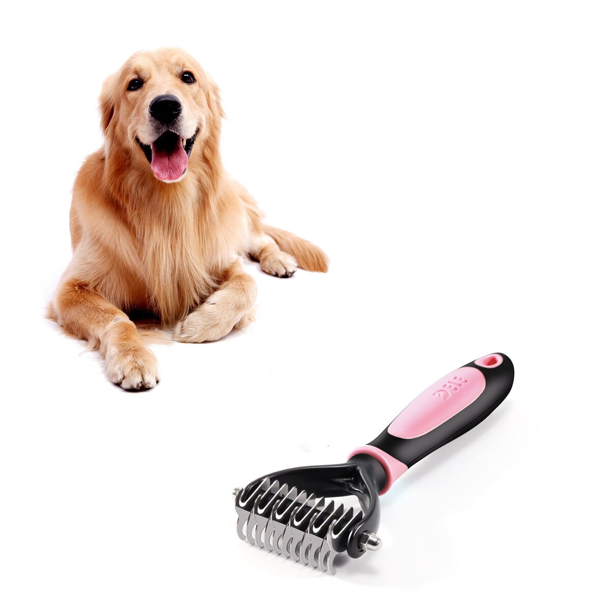 Professionele Huisdier Ondervacht Hark Dematting Kam Grooming Strippen Tool Voor Hond Kat Puppy JAN88: L / Roze