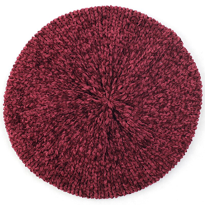Knitted Wool Hats For Women Lady Winter Berets Spring Casual Warm Hat Female Solid Color Beret Hats Caps: Wine red