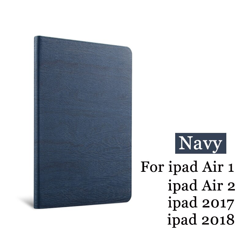 Pour iPad Air 2 Air 1 étui iPad 9.7 pouces simplicité PU cuir couverture intelligente étui Folio housse de réveil automatique: Navy