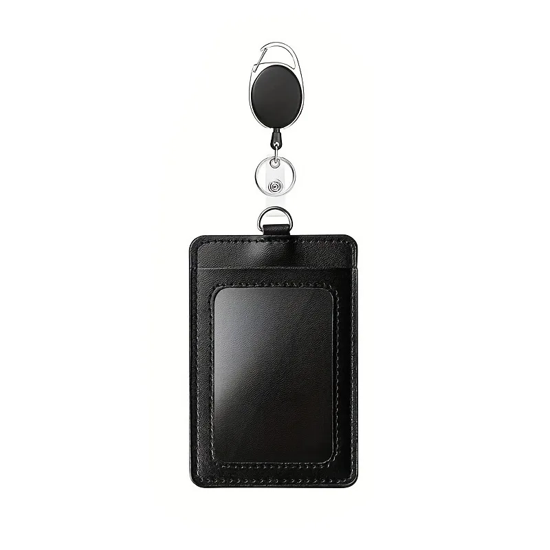 PU Leather Card Holders Set Women Men Student Retractable Badge Reel ID Card Holder Cover Case Nurse Badge Lanyards