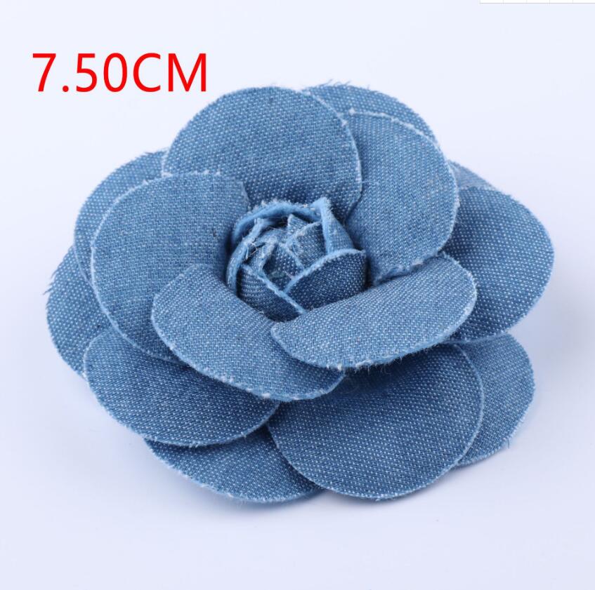 100 Uds hecho a mano accesorios para el cabello de francy Rosa flor-denim flor para el cabello de tela-jeans flores de decoración flor: Black
