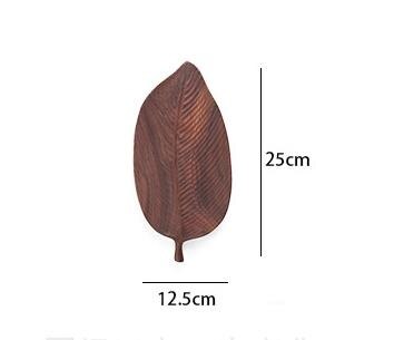 Solid wood tray black walnut whole wood fruit tray Japanese manual log carving leaf shaped wood tea tray: 7