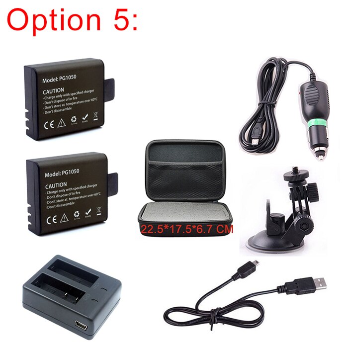 Voor EKEN Accessoires Set Dual Charger 1050mAh Li-Ion Batterij Autolader Beugel Monopod Opbergdoos Voor H9 H9R Action camera: option 5