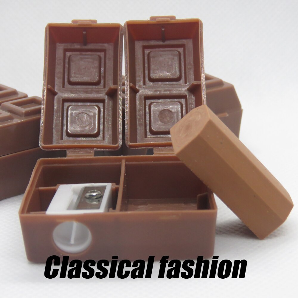 Sacapuntas de Chocolate con borrador para niños y estudiantes, sacapuntas de plástico Kawaii, conjunto de papelería, suministros escolares y de oficina