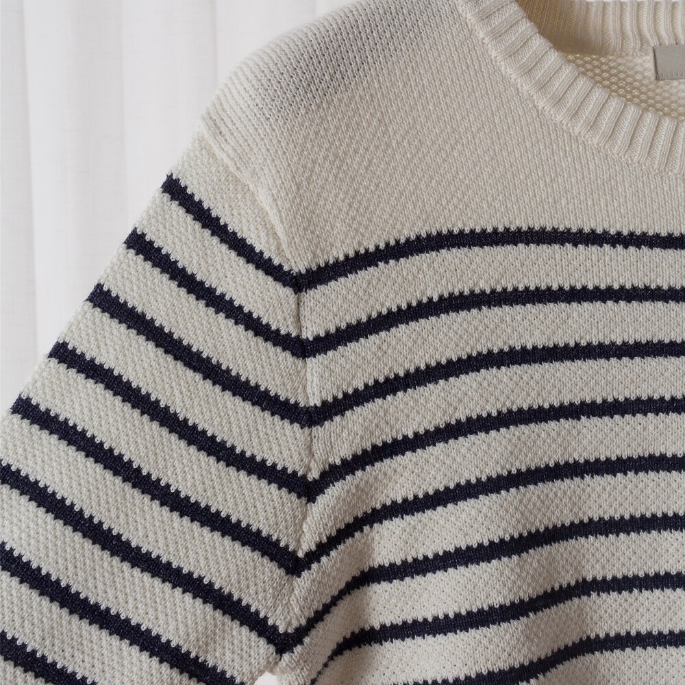 METERSBONWE Winter Men Sweaters Round Neck Striped Sweater